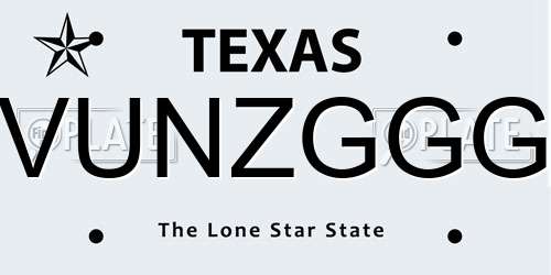 VUNZGGG Texas License Plate