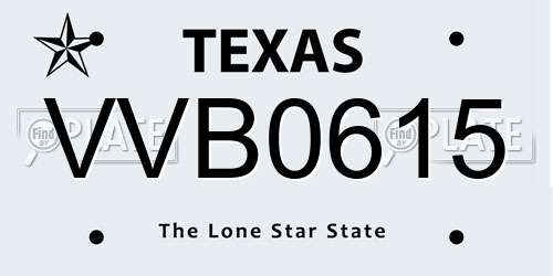 VVB0615 Texas License Plate