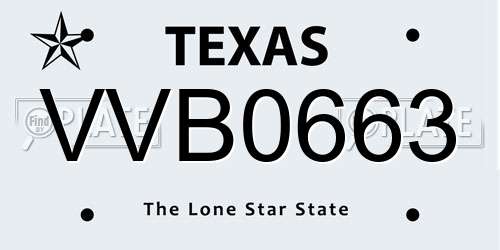 VVB0663 Texas License Plate