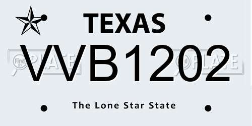 VVB1202 Texas License Plate