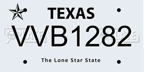 VVB1282 Texas License Plate
