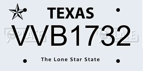 VVB1732 Texas License Plate