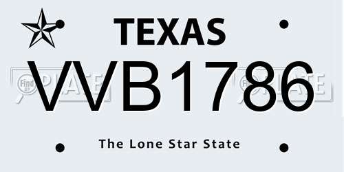 VVB1786 Texas License Plate