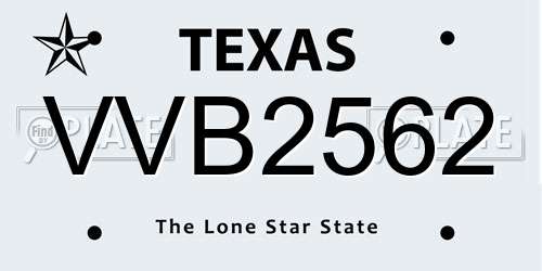 VVB2562 Texas License Plate