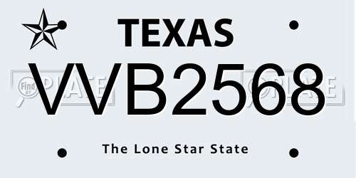 VVB2568 Texas License Plate