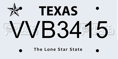 VVB3415 Texas License Plate