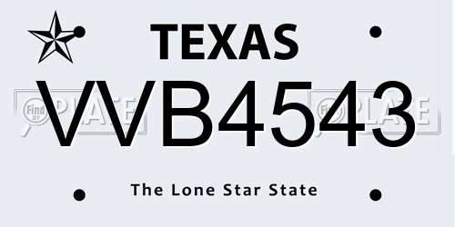 VVB4543 Texas License Plate