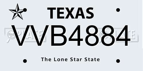 VVB4884 Texas License Plate