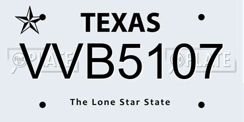 VVB5107 Texas License Plate
