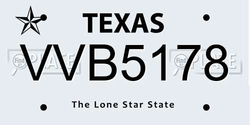 VVB5178 Texas License Plate