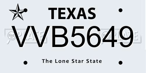 VVB5649 Texas License Plate