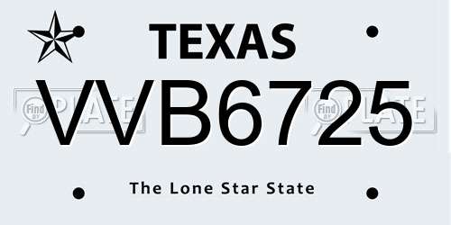 VVB6725 Texas License Plate