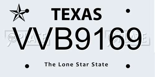 VVB9169 Texas License Plate
