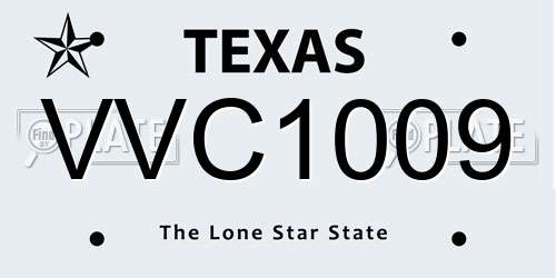 VVC1009 Texas License Plate