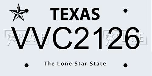 VVC2126 Texas License Plate