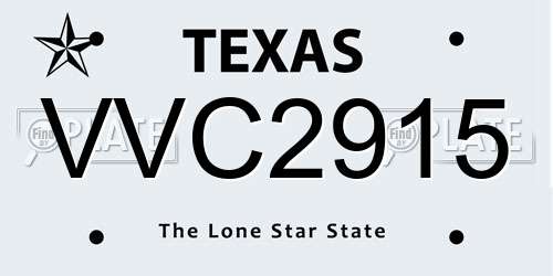 VVC2915 Texas License Plate