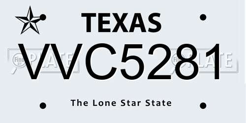 VVC5281 Texas License Plate