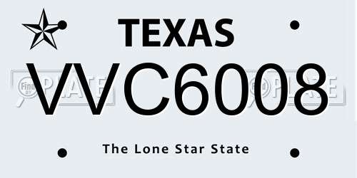 VVC6008 Texas License Plate