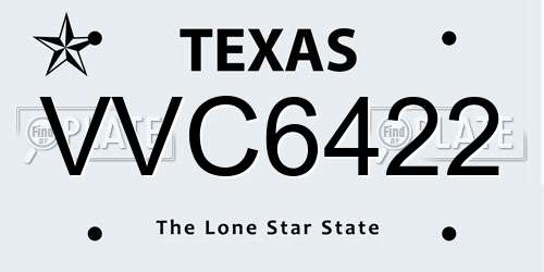 VVC6422 Texas License Plate