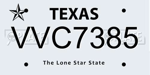 VVC7385 Texas License Plate
