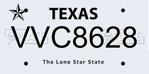 VVC8628 Texas License Plate