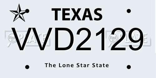 VVD2129 Texas License Plate