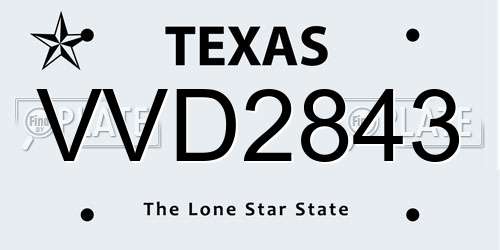 VVD2843 Texas License Plate