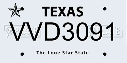 VVD3091 Texas License Plate