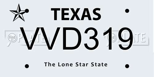 VVD319 Texas License Plate