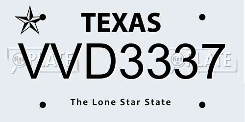 VVD3337 Texas License Plate