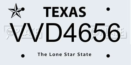VVD4656 Texas License Plate