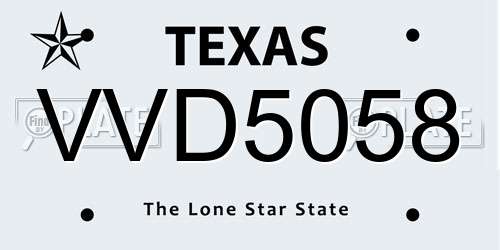 VVD5058 Texas License Plate
