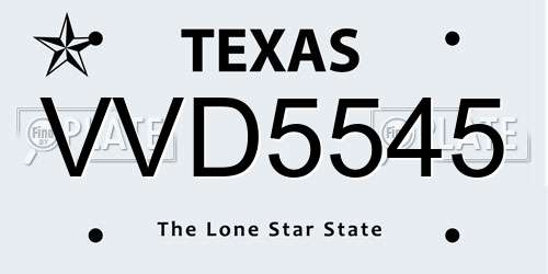 VVD5545 Texas License Plate