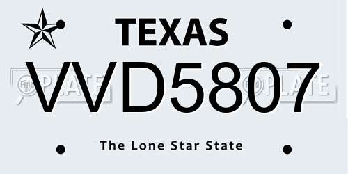 VVD5807 Texas License Plate
