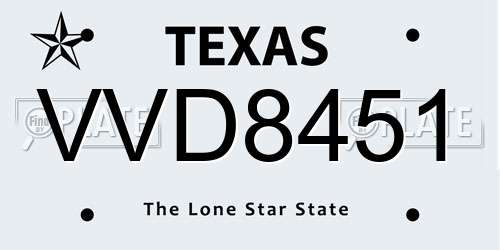 VVD8451 Texas License Plate