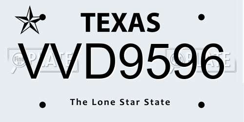 VVD9596 Texas License Plate