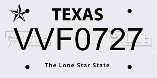 VVF0727 Texas License Plate