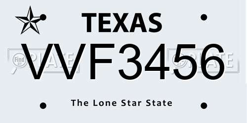 VVF3456 Texas License Plate