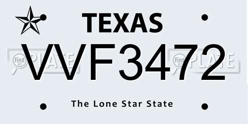 VVF3472 Texas License Plate