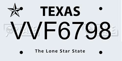 VVF6798 Texas License Plate