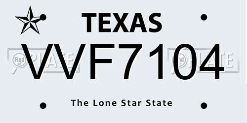 VVF7104 Texas License Plate