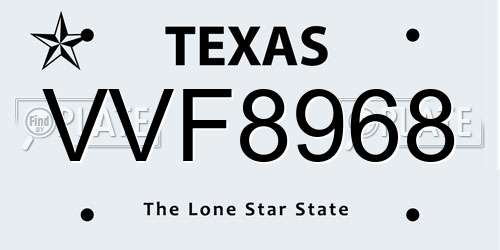 VVF8968 Texas License Plate