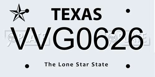 VVG0626 Texas License Plate