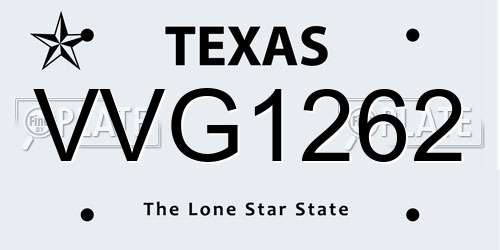 VVG1262 Texas License Plate