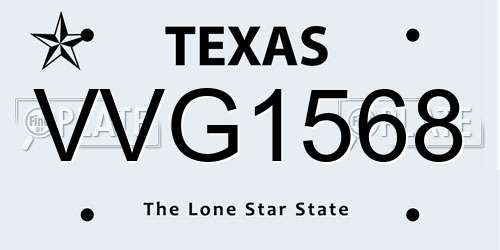 VVG1568 Texas License Plate