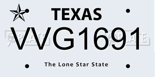 VVG1691 Texas License Plate