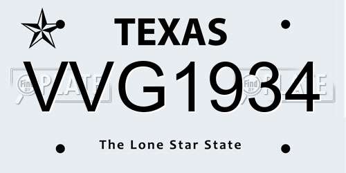 VVG1934 Texas License Plate