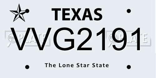 VVG2191 Texas License Plate