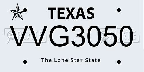 VVG3050 Texas License Plate