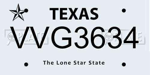 VVG3634 Texas License Plate